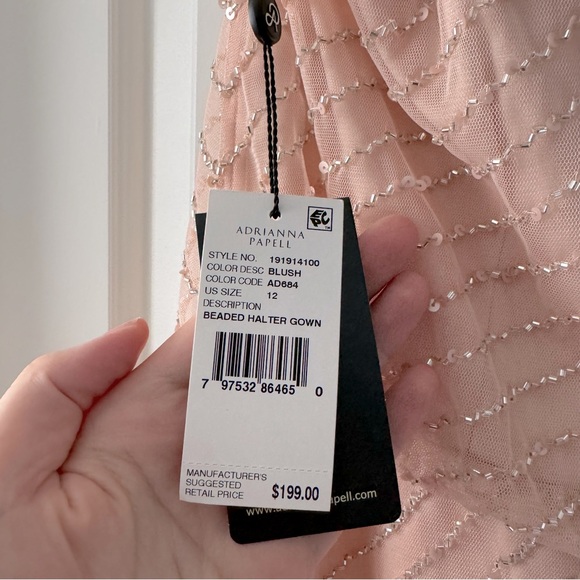 Adrianna Papell Art Deco Beaded Blouson Dress with Halter - Picture 10 of 11